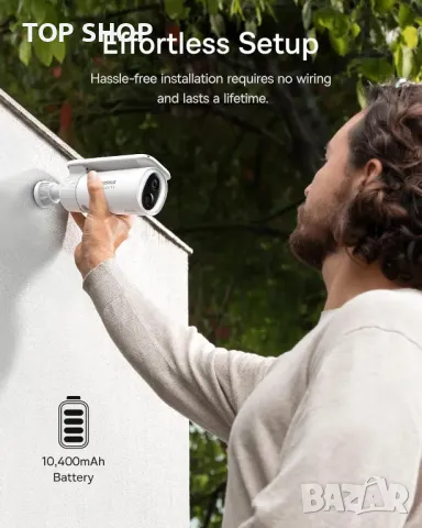 Външна безжична охранителна камера Baseus S1 със соларен панел,2К,145°, снимка 4 - HD камери - 49473347