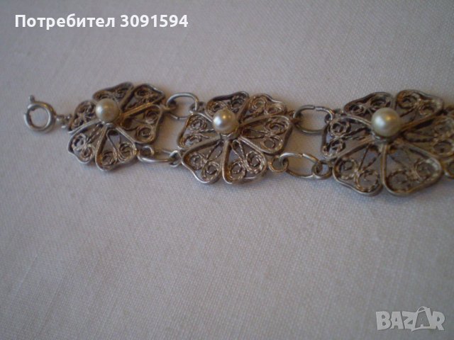 филигранена дамска гривна със перли, снимка 11 - Антикварни и старинни предмети - 40225070