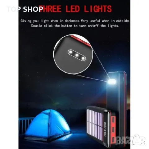 RLERON Power Bank 25000mah/Преносима соларна външна батерия/3 USB изхода/2 входа,Micro-USB/Type-C, снимка 5 - Външни батерии - 48106305