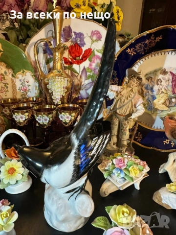 Ломоносов “ЛФЗ” СССР от около 1858г., прекрасна птица мисля “Сврака”, “Врана” или “Сойка” Код P1751, снимка 9 - Декорация за дома - 52980538