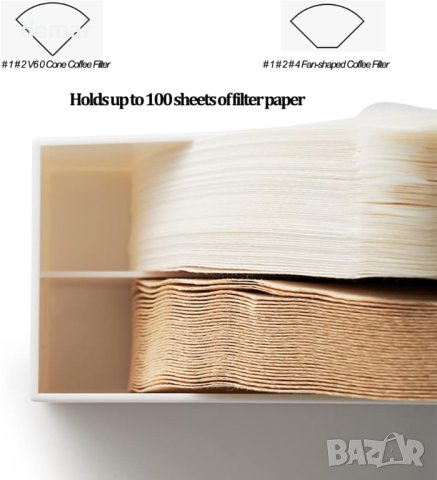 Niciksty, Кутия за филтри за кафе, Капацитет 100 бр. Хартиени филтри, снимка 3 - Други стоки за дома - 43218203