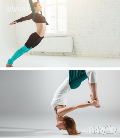 Нов Еластичен хамак * Люлка Слинг Шал за ВЪЗДУШНА ЙОГА * АКРОБАТИКА *с аксесоари * lyly.one* Цветове, снимка 10 - Йога - 37355074