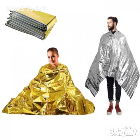Термо одеяло, 140 Х 210 СМ, Аварийно одеяло за оцеляване, снимка 2 - Спортна екипировка - 38874059