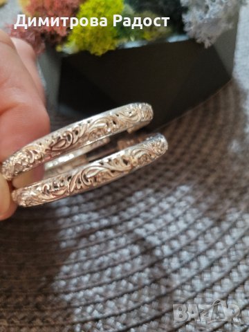 Дамски сребърни обеци тип халки филигран! Състояние ново! , снимка 2 - Обеци - 43055966