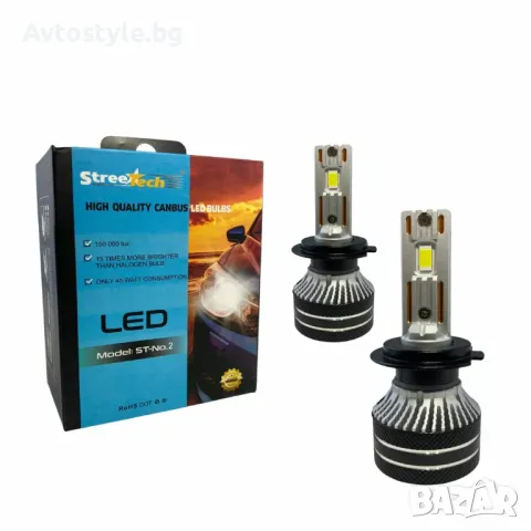 Лед крушки - H7 Streetech, 45W - Canbus 6000K - 1500% повече светлина, снимка 1