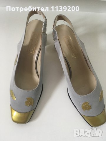 Heyraud Paris 41 луксозни официални френски обувки сребърно и златно , снимка 3 - Дамски елегантни обувки - 32962479
