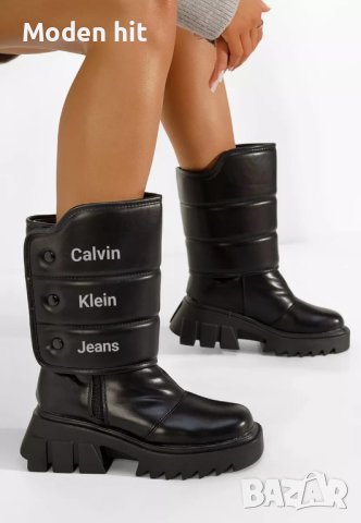Дамски черни зимни боти Calvin Klein, снимка 2 - Дамски боти - 43238474