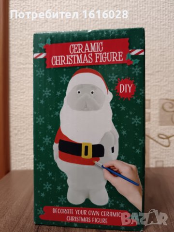 Керамична фигурка за оцветяване дядо Коледа, снимка 2 - Рисуване и оцветяване - 43604767