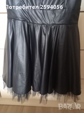 Черна дамска рокля, наподобяваща кожа , снимка 3 - Рокли - 35015424