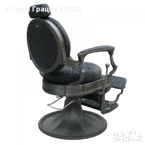 Бръснарски стол Clint B - черен/кафяв, снимка 4 - Бръснарски столове - 28442945