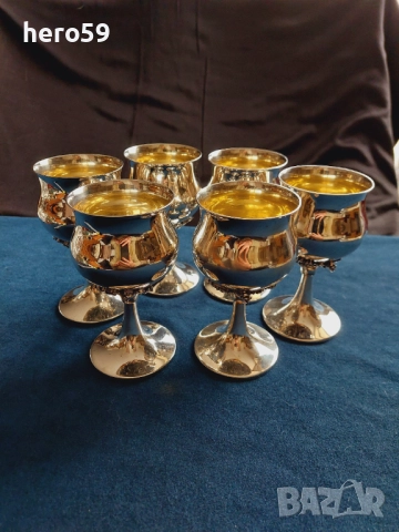 Два комплекта Сребърни чаши за вино,вода,проба 800 , снимка 15 - Чаши - 48824938