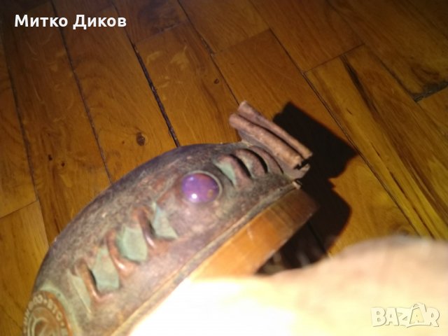 Дървена купа от соца с облицовка естествена кожа с инкрустация-Електроимпекс София фи 120мм и Н-54мм, снимка 8 - Колекции - 32522033