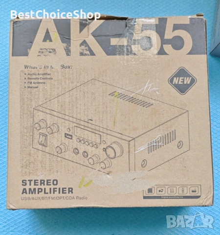 AK55 HiFi стерео мини усилвател 50W + 50W Bluetooth 5.3 – Черен, снимка 5 - Ресийвъри, усилватели, смесителни пултове - 53101515