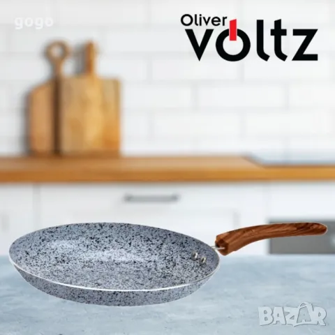Тиган за палачинки Voltz Siena, Мраморно каменно керамично покритие, Светло сив, снимка 3 - Съдове за готвене - 50192410