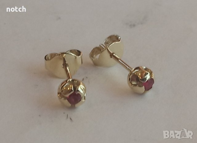 златни обеци с рубини, снимка 4 - Обеци - 43787389