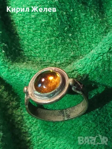 Старинен ОРНАМЕНТИРАН АР НУВО СРЕБЪРЕН ПРЪСТЕН ПАТИНИРАНО СРЕБРО ВИСОКА ПРОБА сШЛИФОВАН ЦИТРИН 49924, снимка 18 - Антикварни и старинни предмети - 49246275