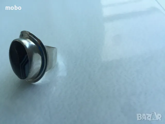 Красив нов сребърен пръстен с черно-бял  камък , тегло 11.94г,  проба 925. , снимка 4 - Пръстени - 49674403