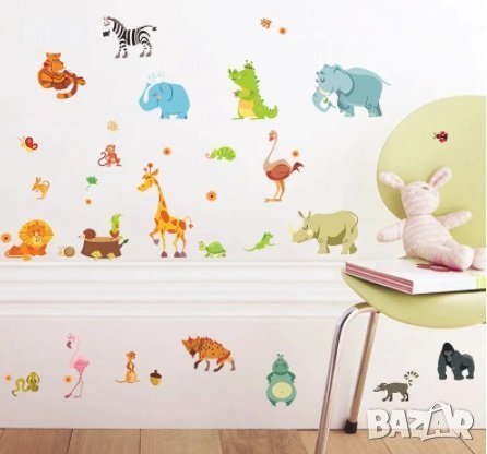 Джунгла много Диви Животни стикер постер лепенка за стена и мебел детска самозалепващ, снимка 6 - Други - 27276618