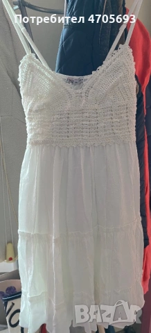 Бяла рокля с презрамки, снимка 3 - Рокли - 53139570
