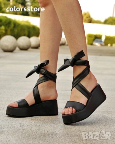 Сандали на платформа - черна кожа - SML66

/