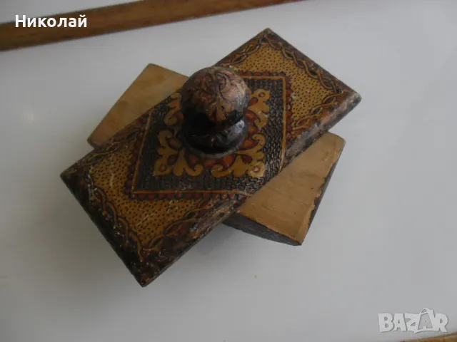 Красива дървена попивателна , снимка 4 - Антикварни и старинни предмети - 49978129