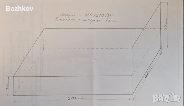 Легло с матрак, 120/200/20. , снимка 7 - Спални и легла - 48650112