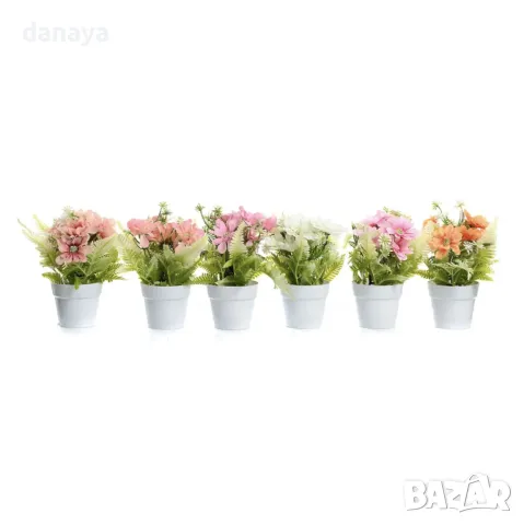 5915 Изкуствени маргаритки в бяла саксия, 17 см, снимка 2 - Изкуствени цветя - 50431641