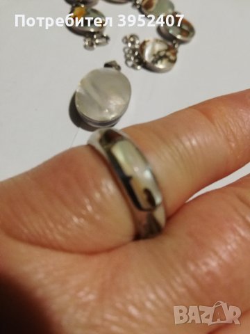 сребърен комплект: гривна, медальон с две лица,пръстен, снимка 4 - Колиета, медальони, синджири - 43913548