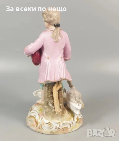 Volkstedt  Germany  Circa 1894  – Triebner Ens & Eckert “Boy with Geese” “Код P1734, снимка 4 - Декорация за дома - 52978476