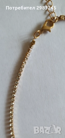 Златисто колие с камъчета , снимка 2 - Колиета, медальони, синджири - 52620775