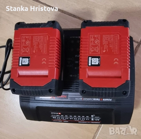 Двойно зарядно с 2бр батерии Einhell Pawer X Twincharger 3A., снимка 4 - Друга електроника - 52921594