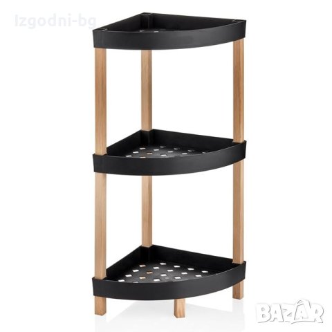 Ъглова етажерка на три етажа от дърво и пластмаса, снимка 2 - Маси - 43930002
