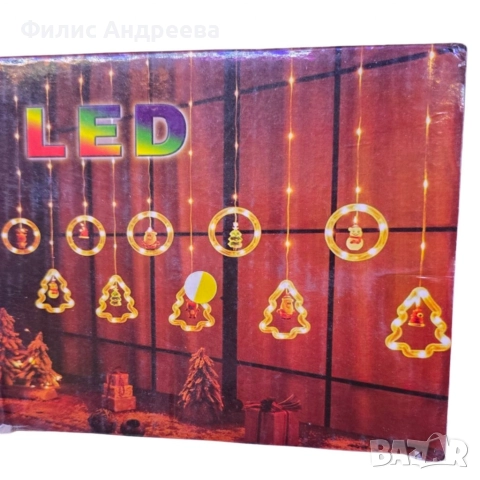 Светещ коледен гирлянд с рингове и малки коледни фигурки 5 броя коледни елхи , снимка 10 - Други стоки за дома - 52565291