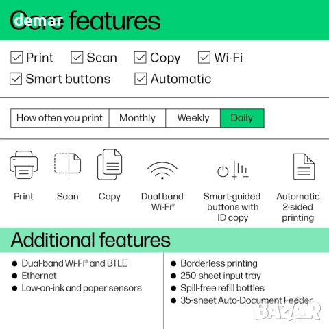 Многофункционален принтер HP Smart Tank 7307, цветен, безжичен, снимка 4 - Принтери, копири, скенери - 52403649