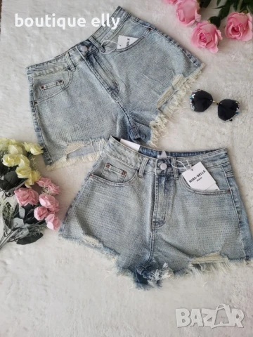 дънкови къси панталони с камъчета, снимка 3 - Къси панталони и бермуди - 51153190