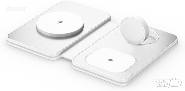 Сгъваема безжична зарядна станция, 3 в 1 съвместима с iPhone, iWatch и AirPods