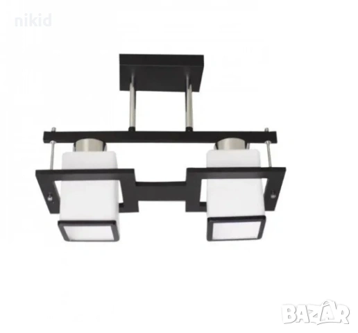 Полилей абажур квадратен квадрати Aramis Пендел с дървени лампи квадрат 2x E27 черно и бял, снимка 4 - Лампи за таван - 53059350