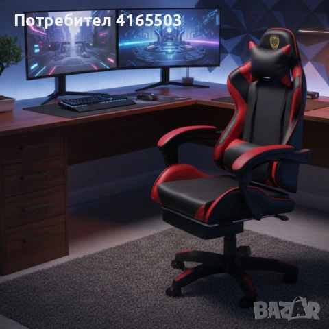 Ергономичен геймърски стол с поставка за крака – комфорт и стабилност за дълги часове без болка, снимка 2 - Столове - 53240108