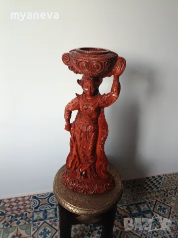 Азиатска статуетка, танцьорка, ваза за сухи цветя. , снимка 11 - Статуетки - 48759033