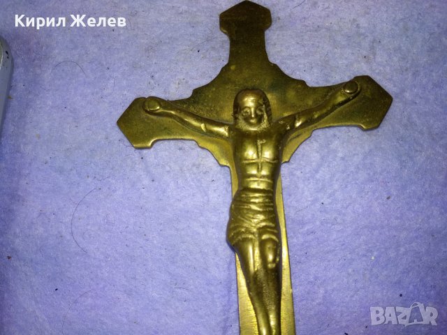 Старо СТИЛНО КРАСИВО МЕСИНГОВО НАСТОЛНО РАЗПЯТИЕ КРЪСТ За ДОМА / КОЛЕКЦИЯ 42673, снимка 6 - Декорация за дома - 43827870