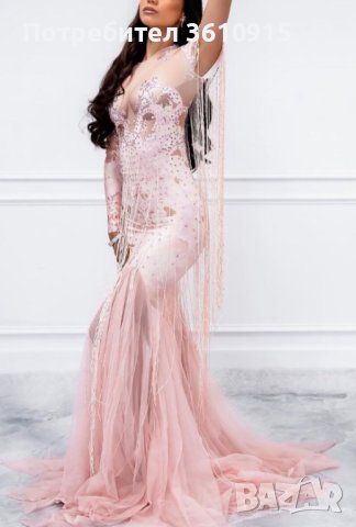 Дълга официална рокля с камъни, снимка 1