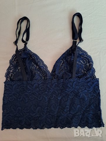 Дантелено бюстие без подплънки тъмносиньо, снимка 4 - Корсети, бюстиета, топове - 43365395