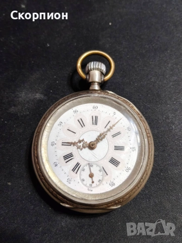 Швейцарски СРЕБЪРЕН джобен часовник 1901г.  - 6 РУБИНА -  ПРОМОЦИЯ, снимка 2 - Джобни - 48833608