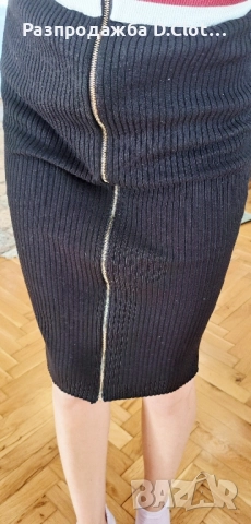пола висока талия до коляното с цип отпред , снимка 3 - Поли - 51432762