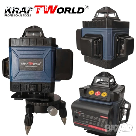 Акумулаторен комплект KraftWorld 5в1 – Лазерен Нивелир, Гайковерт – Винтоверт, Перфоратор, Ъглошлайф, снимка 7 - Винтоверти - 51051114