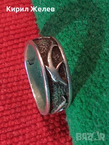 СРЕБЪРЕН ПРЪСТЕН с ДЕЛФИНИ АРТ ДИЗАЙН СРЕБРО 925 ОКСИДИРАН ТИП ХАЛКА 4083, снимка 3 - Пръстени - 30396197