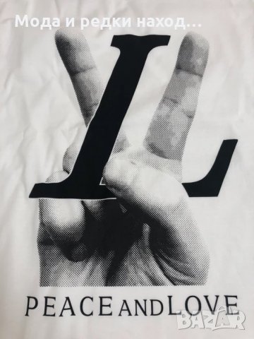 Мъжка блуза LV Louis Vuitton Peace and Love в бяло дълъг ръкав, снимка 2 - Пуловери - 34941975