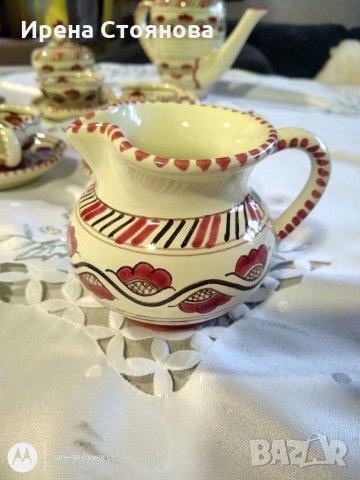 Италиански ръчно рисуван керамичен сервиз за кафе S.C.O Orvieto Italy. Интересен разчупен дизайн., снимка 9 - Антикварни и старинни предмети - 34663467