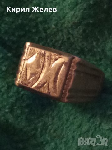 Пръстен стар бронзов ОРНАМЕНТИРАН СТИЛНО с ПОЗЛАТА 18198, снимка 7 - Антикварни и старинни предмети - 33475874