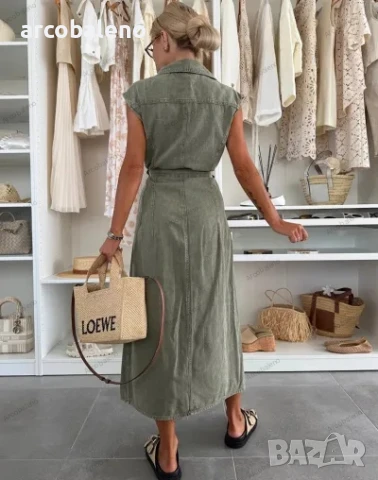 Дамска ежедневна едноредна дънкова рокля без ръкави, 3цвята , снимка 4 - Рокли - 51033308